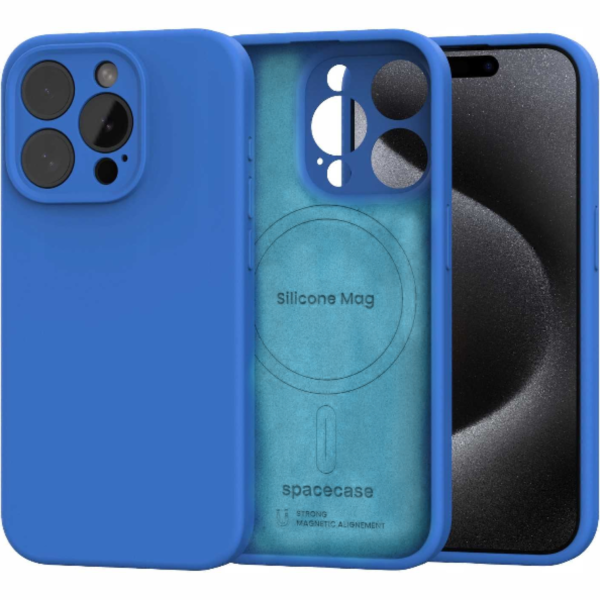 thiki iphone 15 pro spacecase silicone mag case silikonis me magsafe blue 7