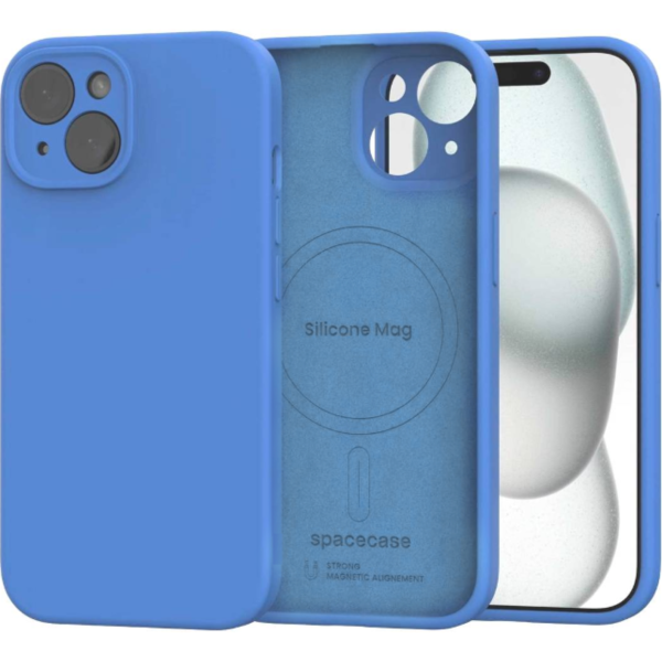 thiki iphone 15 spacecase silicone mag case silikonis me magsafe blue 15